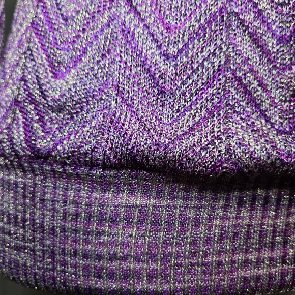 INC Purple Metallic Y2K Chevron Knit Top Womens Petite XS/S Shimmer Party - Picture 10 of 11